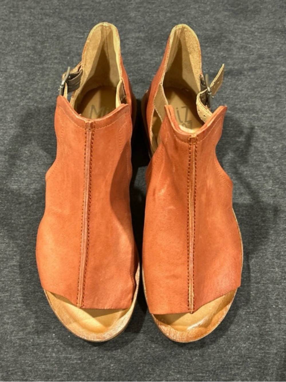 Miz Mooz Orange Suede Open-Toe Ankle Sandals - Picture 3 of 8